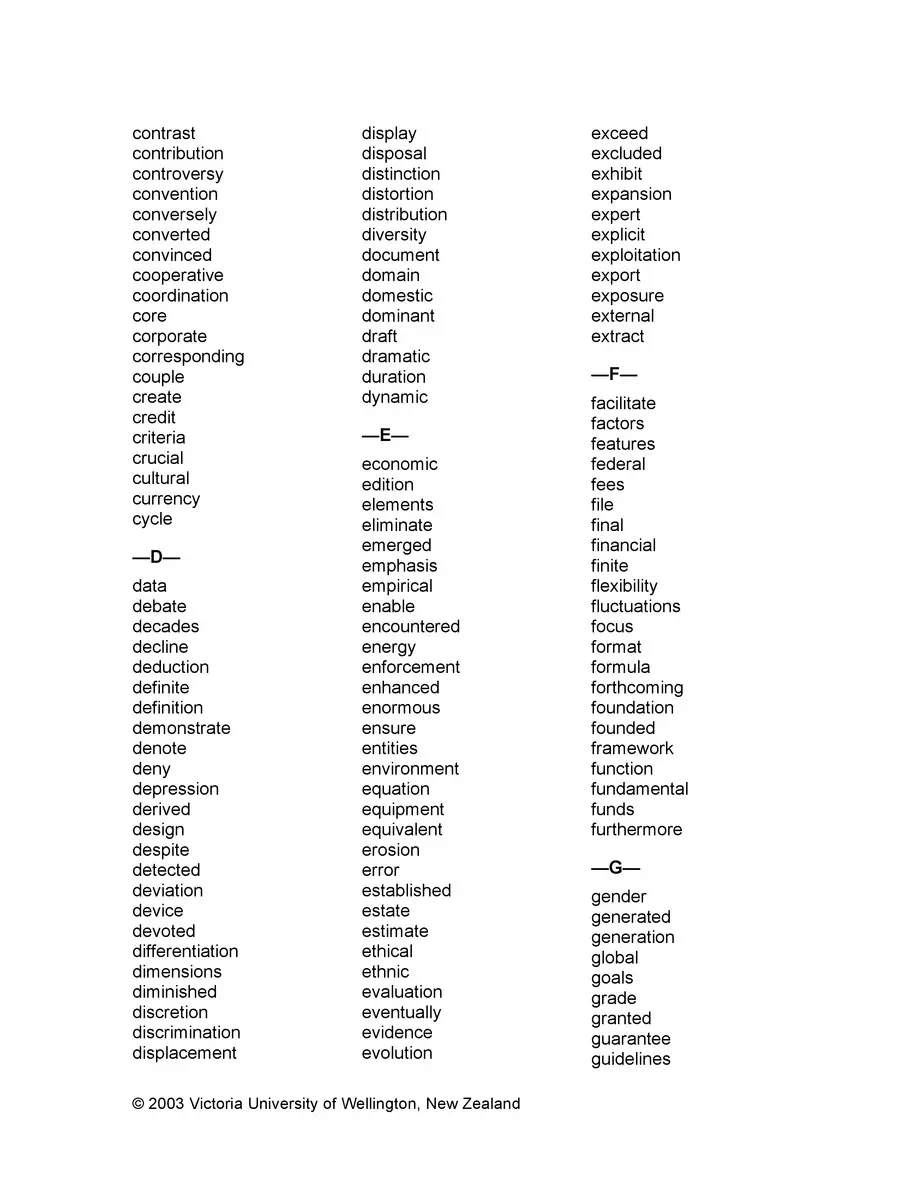 2nd Page of Academic Word List PDF