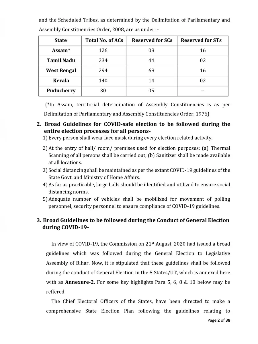 2nd Page of Assam Election Dates 2021 PDF