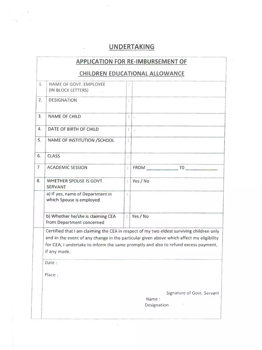 2nd Page of CEA Form PDF