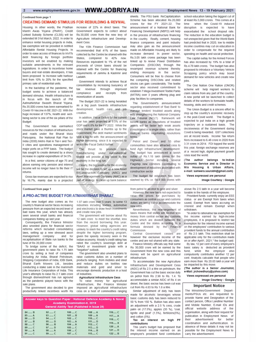 2nd Page of Employment Newspaper Second Week of February 2021 PDF