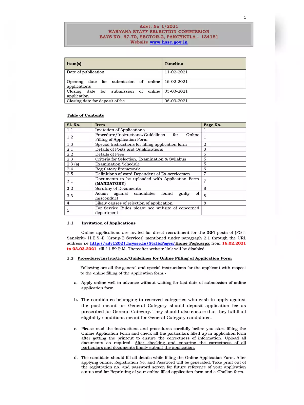 HSSC PGT Recruitment Notification 2021
