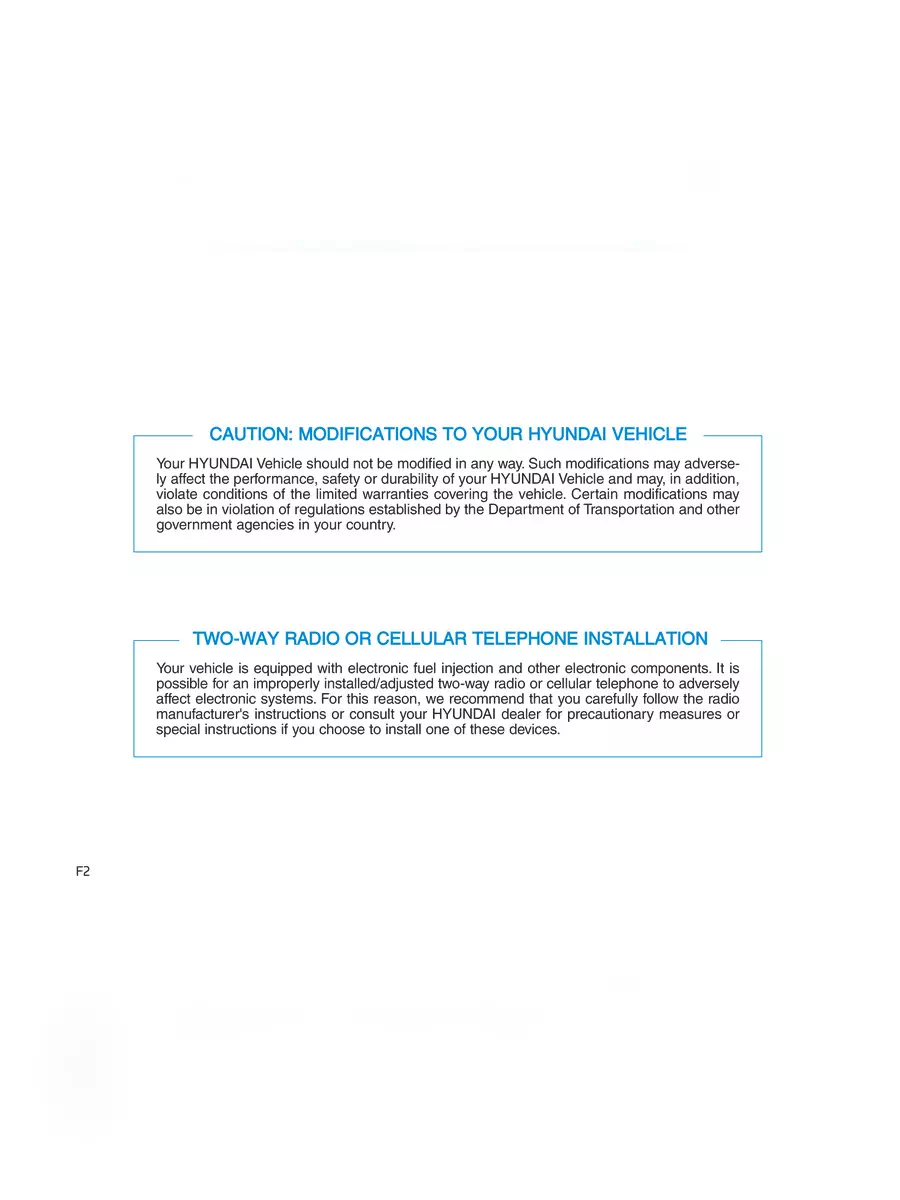 2nd Page of Hyundai Elantra Owner’s Manual Guide PDF