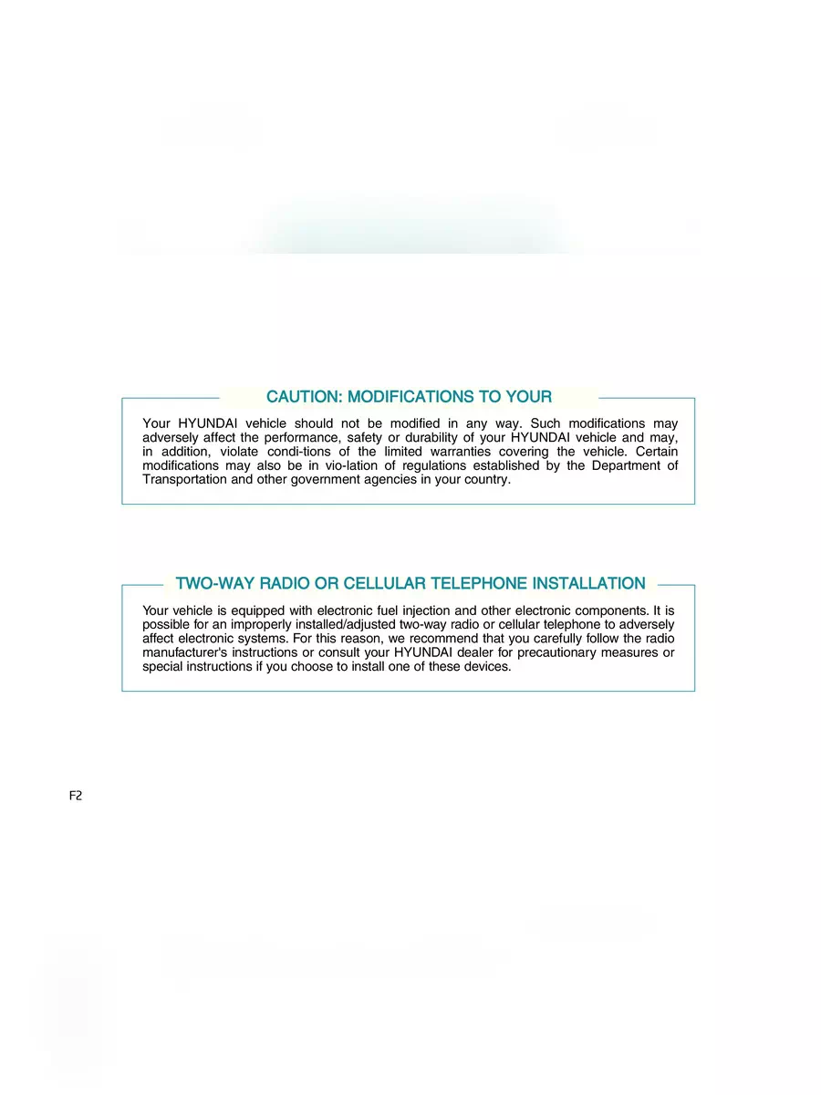 2nd Page of Hyundai Santro Owner’s Manual Guide PDF