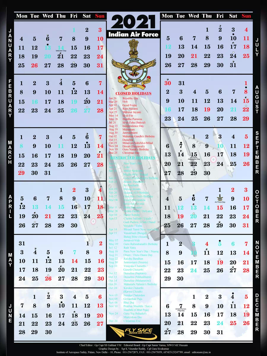 2nd Page of Indian Air Force Calendar 2021 PDF
