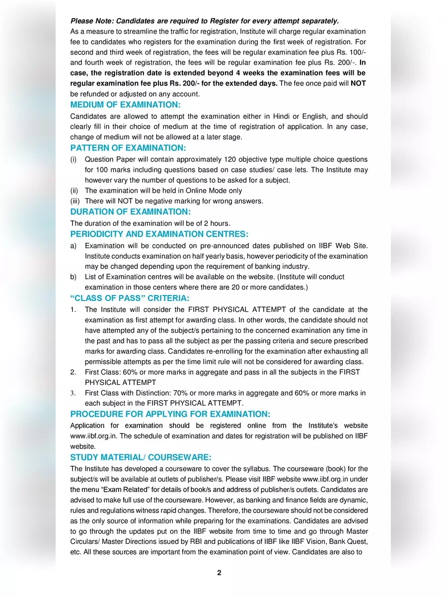 2nd Page of JAIIB Rules & Syllabus PDF