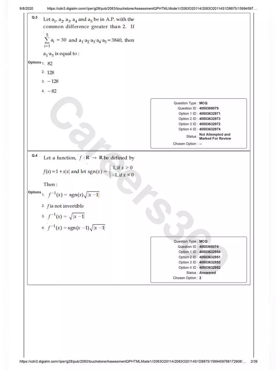 2nd Page of JEE Main B Arch Previous Year Question Paper with Solution PDF