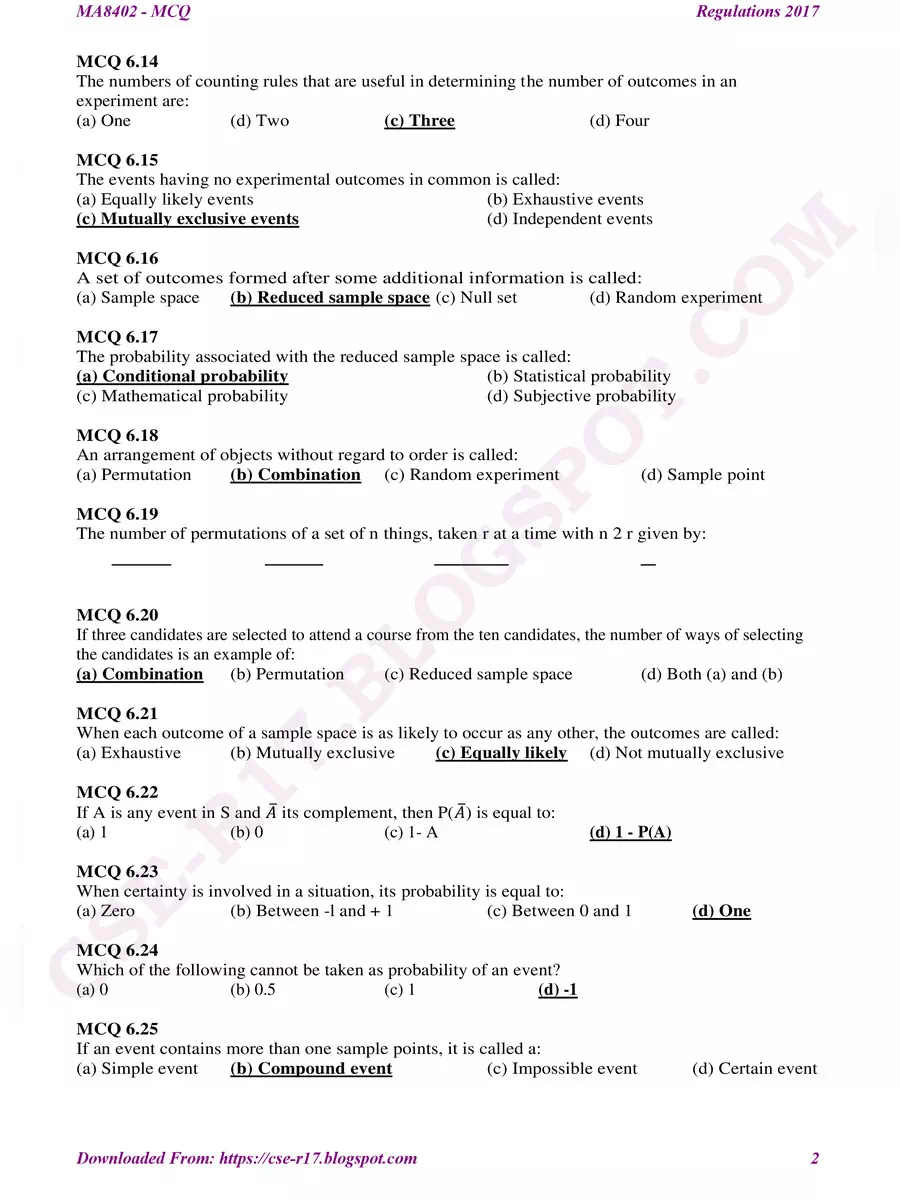 2nd Page of PQT MCQ Question and Answer PDF