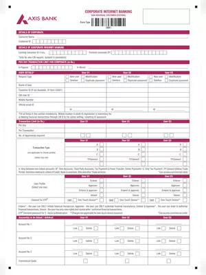 Axis Bank Corporate Net Banking Form PDF