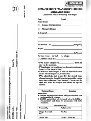 HDFC Bank DD Form