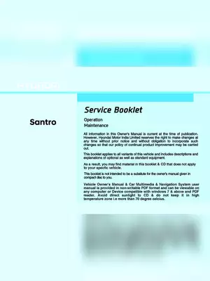 Hyundai Santro Owner’s Manual Guide PDF