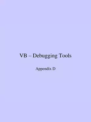 List Any Four Debugging Tools in VB