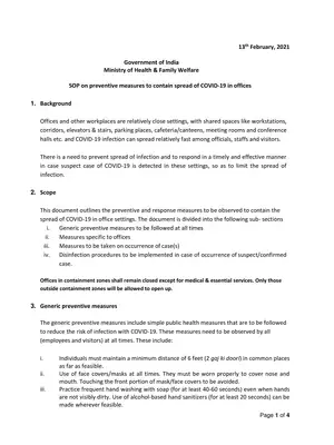 New Covid-19 SOP’s / Guidelines for Offices