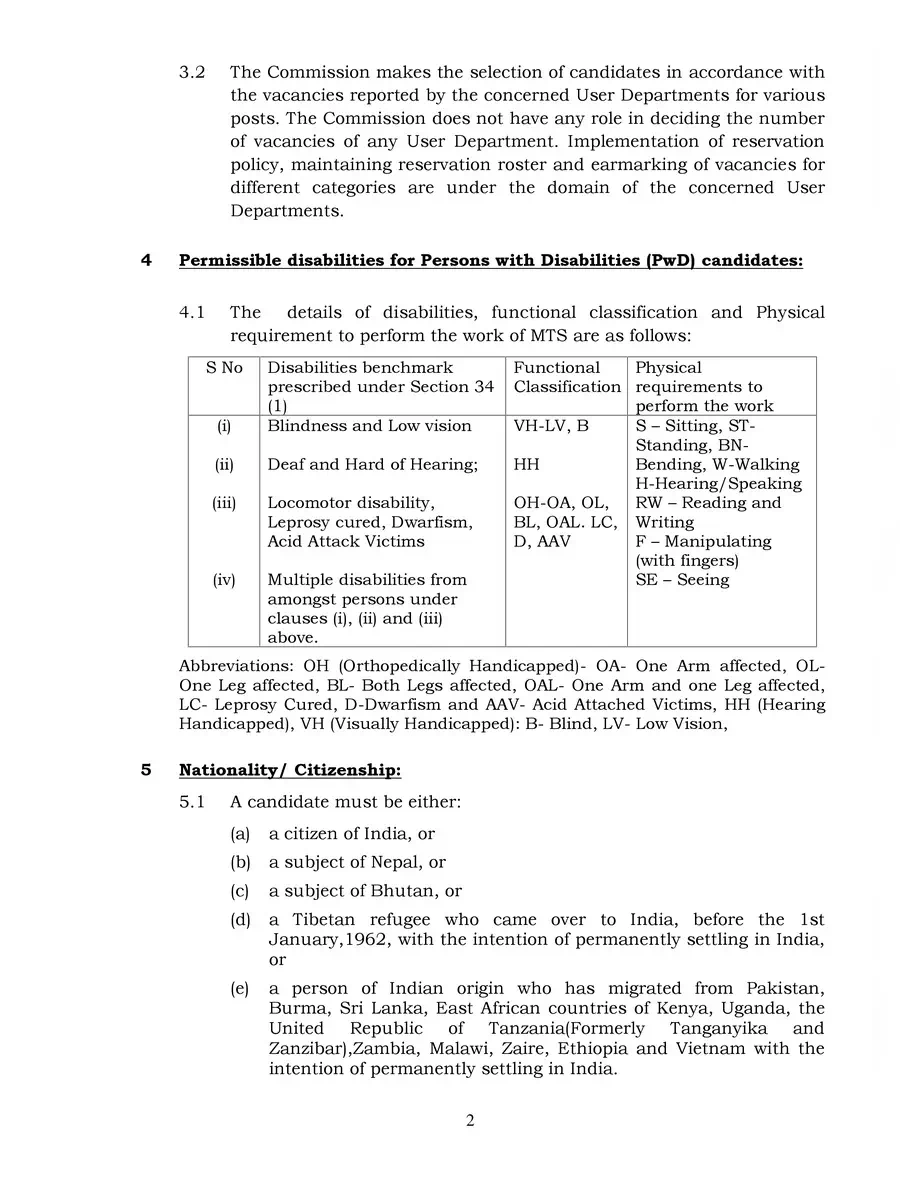 2nd Page of SSC MTS Recruitment 2021 Notification PDF