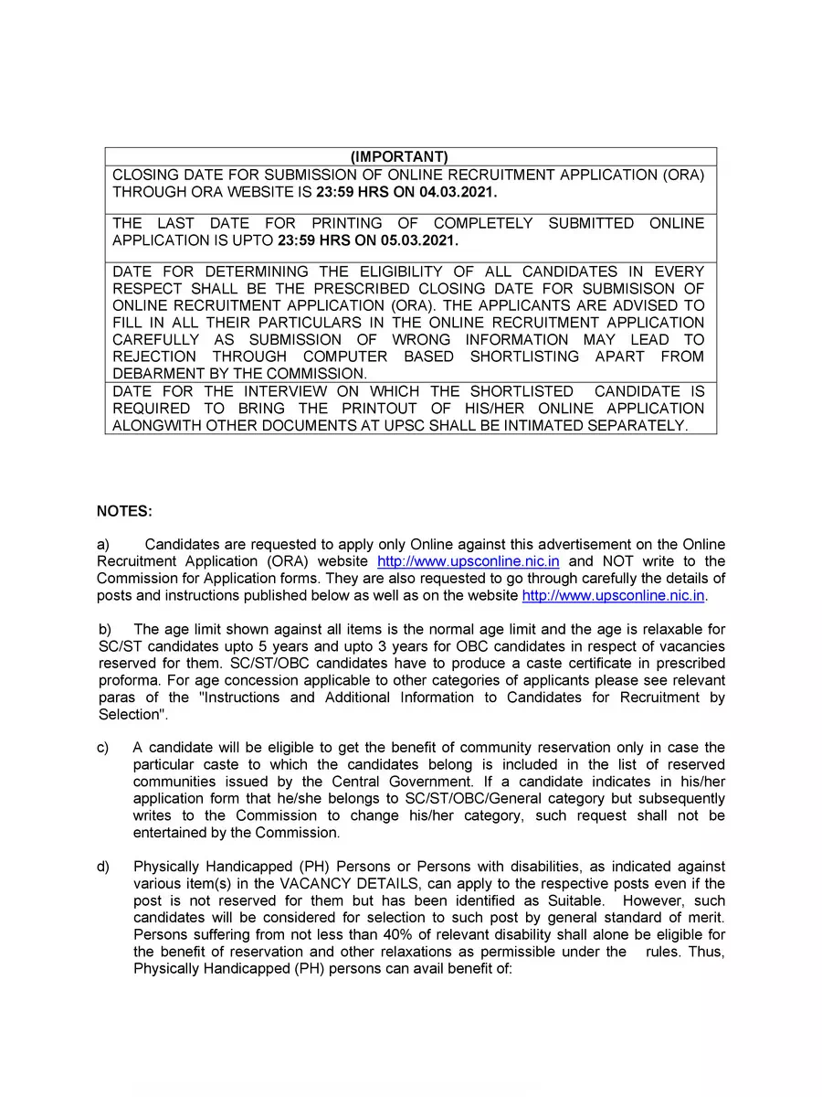 2nd Page of UPSC Civil Service Exam 2021 Notification PDF