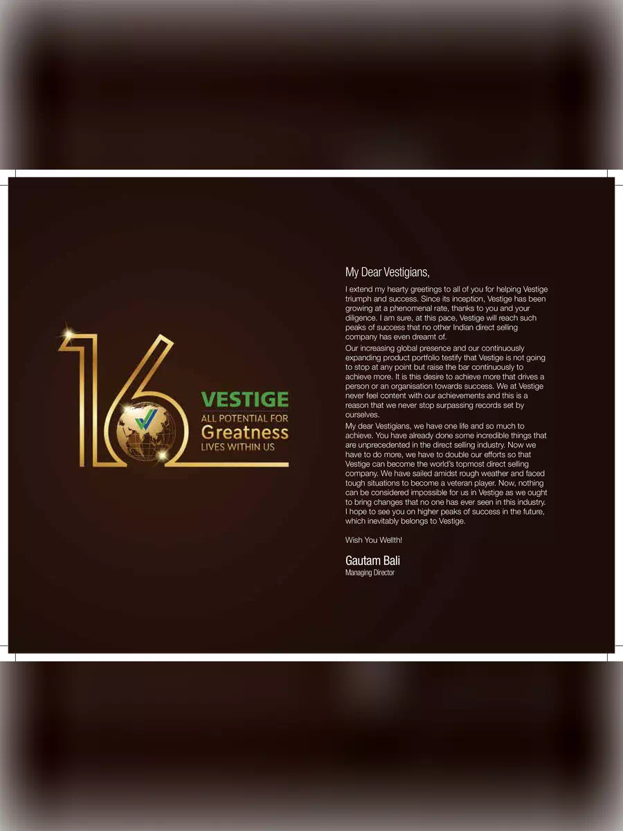 2nd Page of Vestige Product Catalog February 2021 PDF