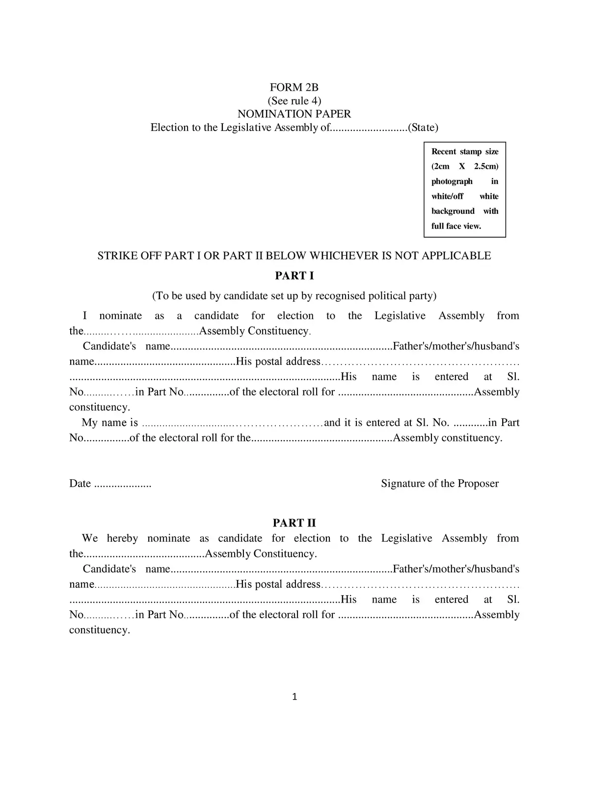 Election Nomination Form