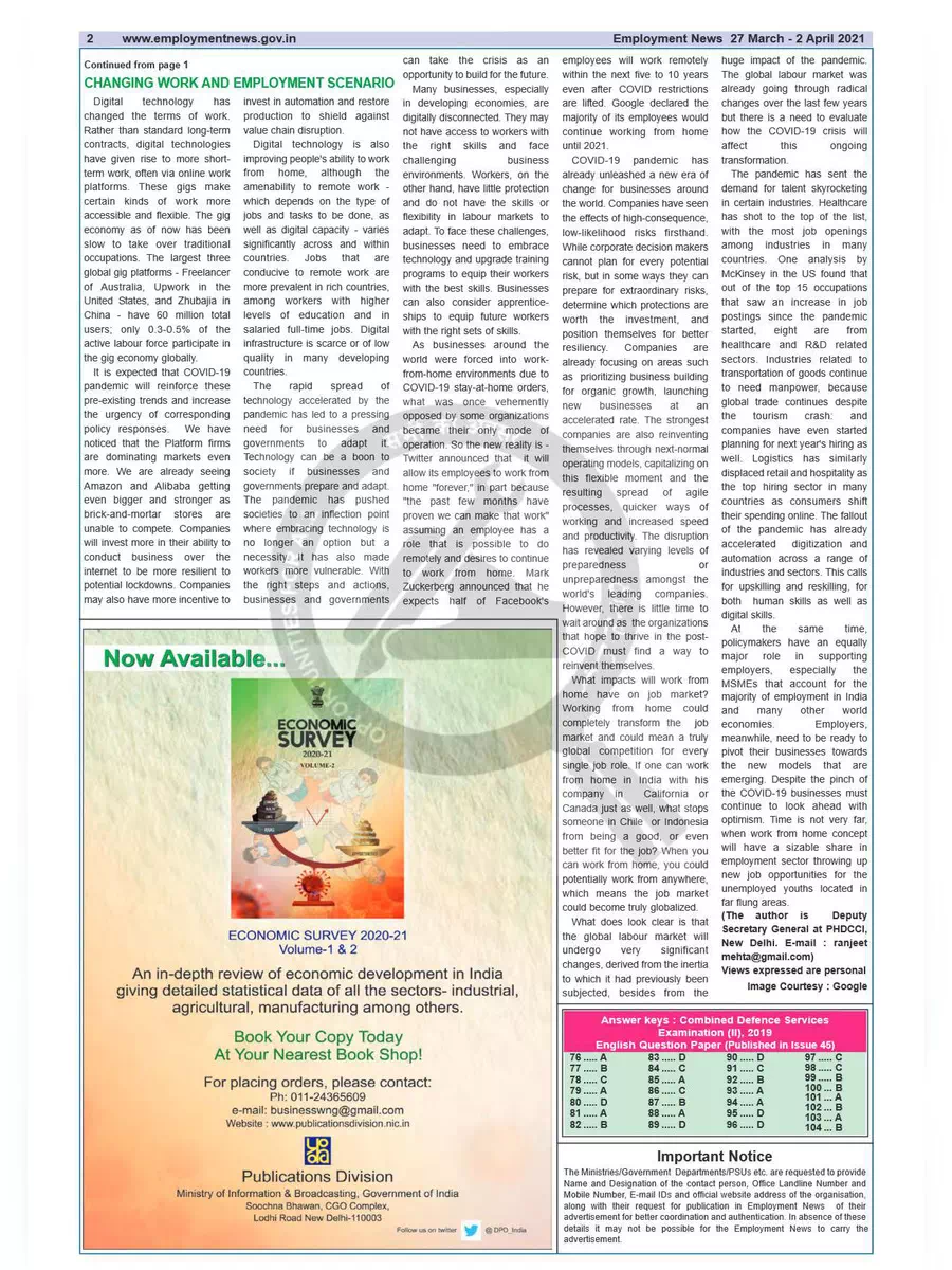 2nd Page of Employment Newspaper Fifth Week of March 2021 PDF