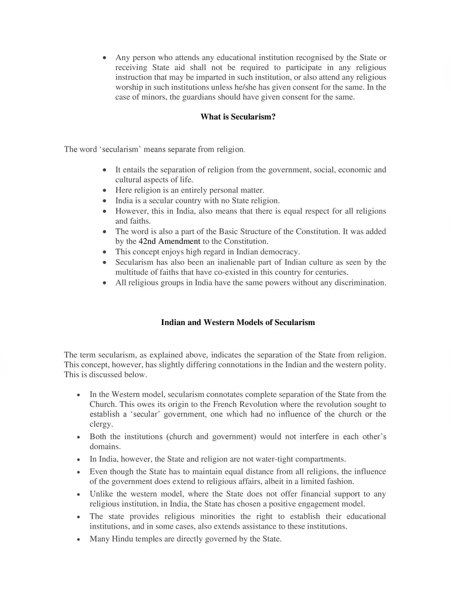 2nd Page of Fundamental Rights Article 25 to 27 PDF