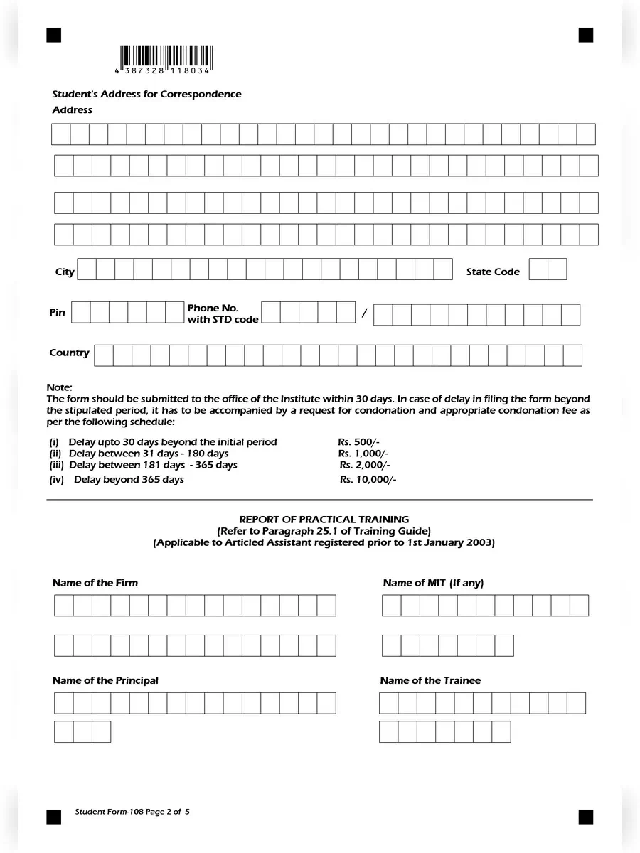 2nd Page of Form 108 ICAI PDF