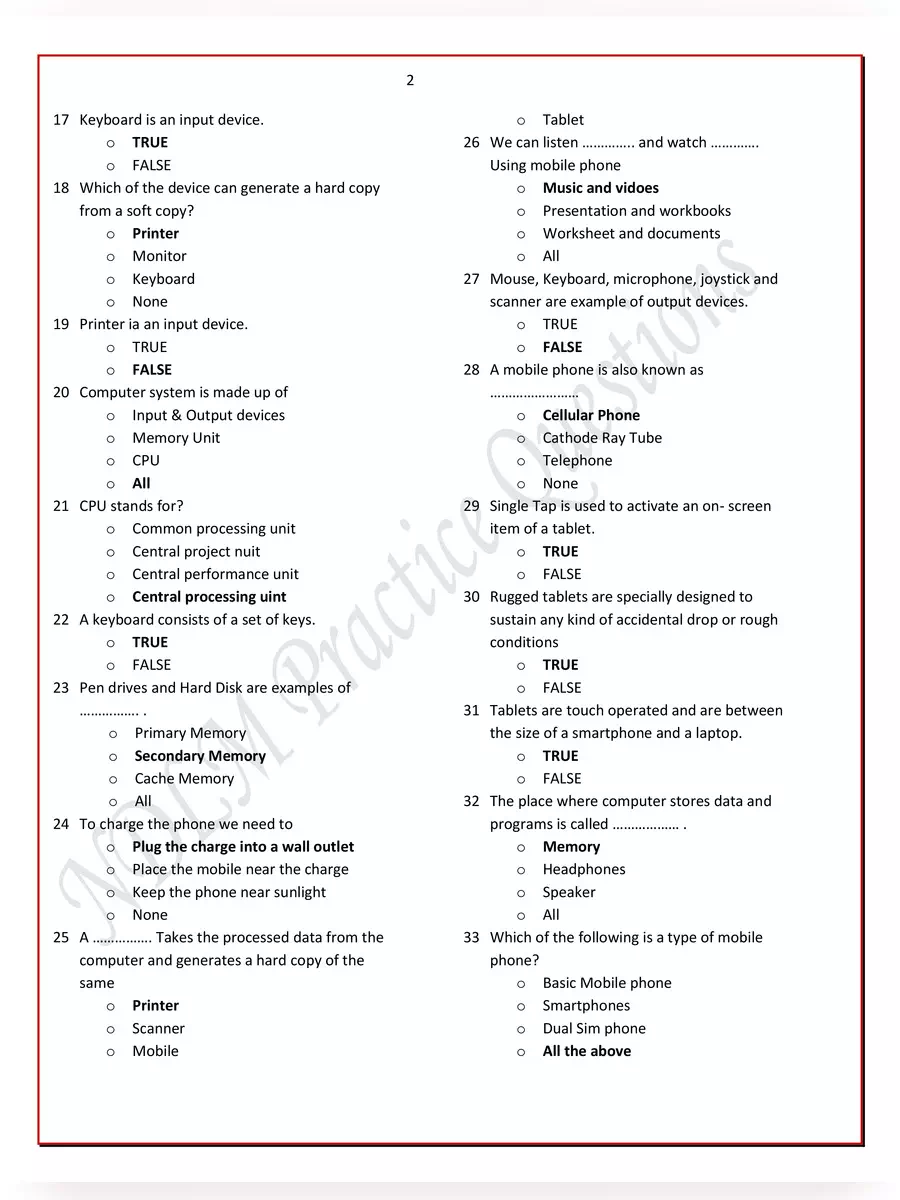 2nd Page of PMGDISHA Exam Questions and Answer 2020 PDF