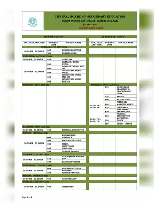 CBSE Revised Board Exam Date Sheet 2021 Class 12