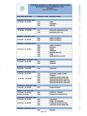 CBSE Revised Date Sheet 2021 Class 10