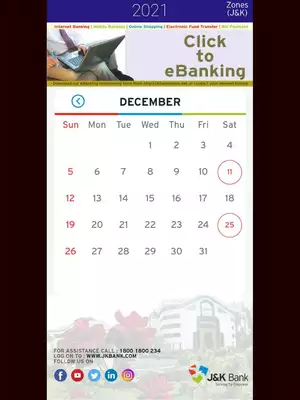 J&K Bank Calendar 2021 PDF