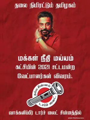 Makkal Needhi Maiam Candidates List 2021 Tamil