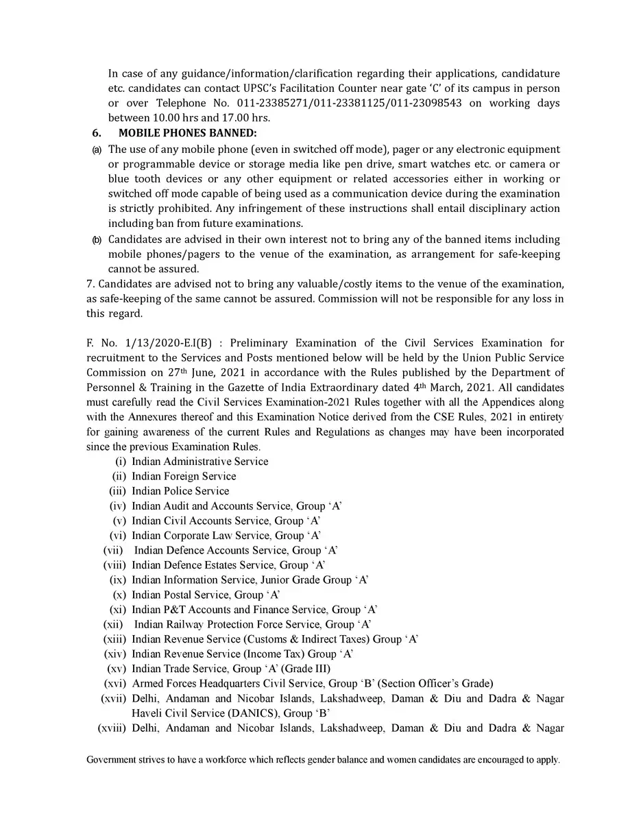 2nd Page of UPSC IAS Recruitment 2021 Notification PDF