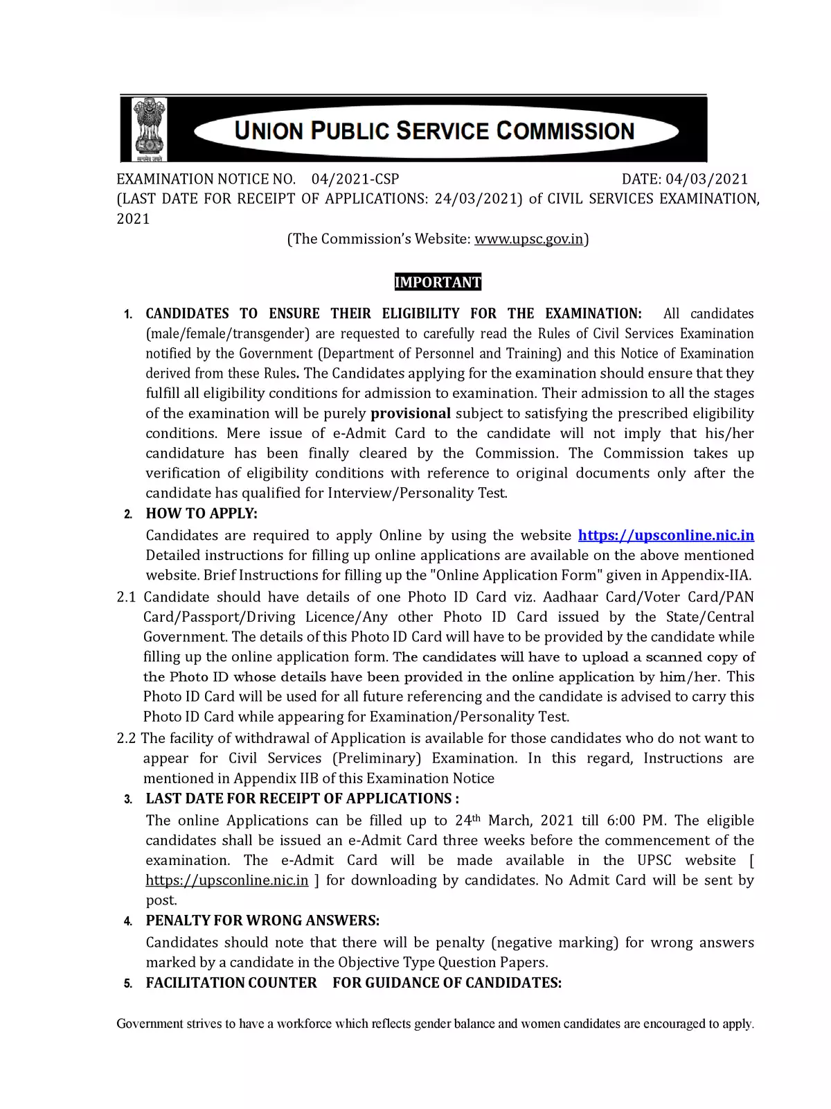 UPSC IAS Recruitment 2021 Notification
