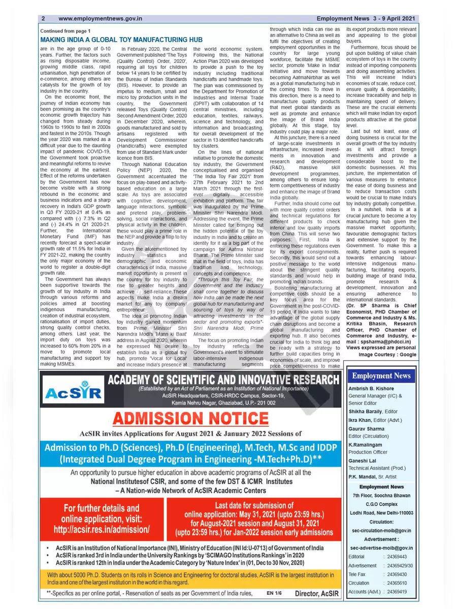 2nd Page of Employment Newspaper First Week of April 2021 PDF