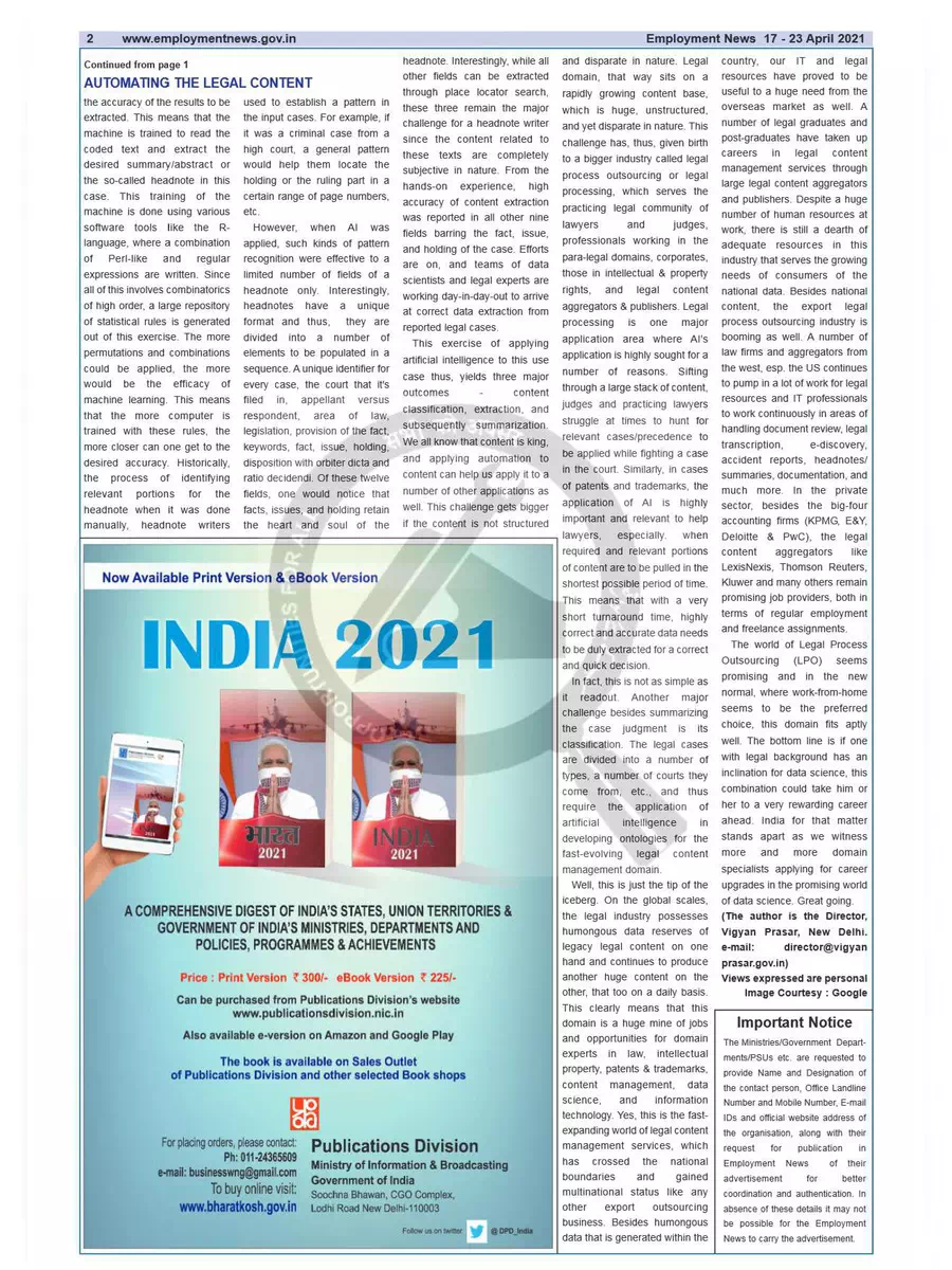 2nd Page of Employment Newspaper Third Week of April 2021 PDF