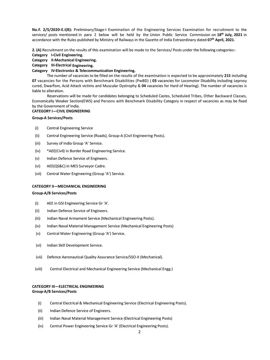2nd Page of ESE 2021 Notification PDF