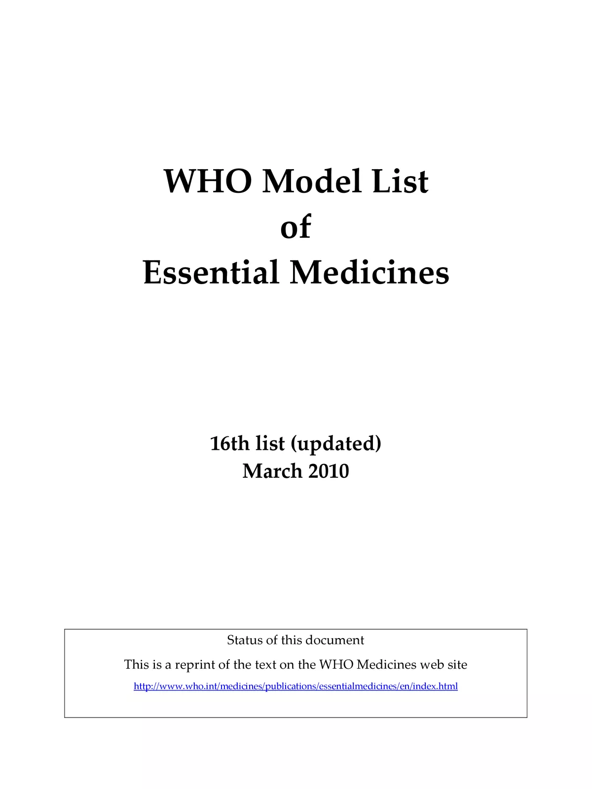 Essential Medicines List