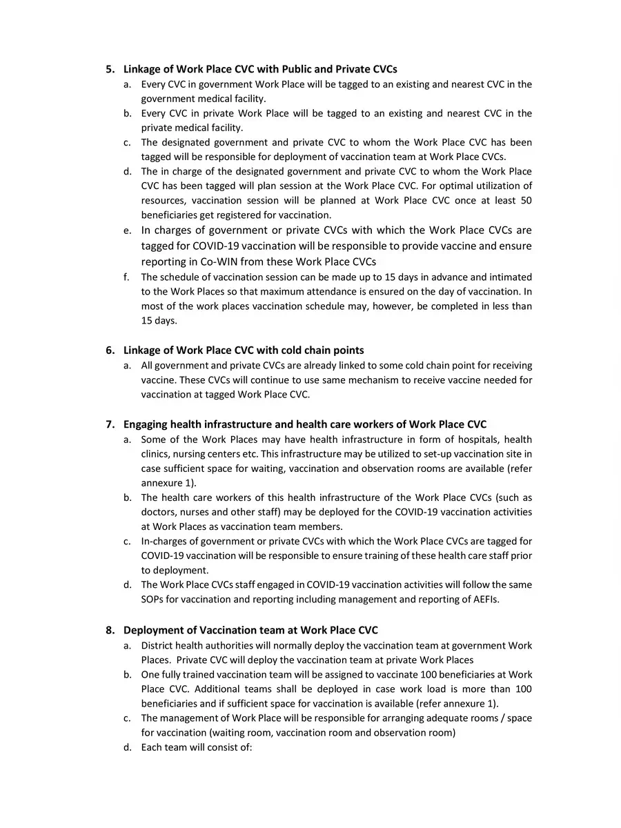 2nd Page of Guidelines For COVID-19 Vaccination at Workplace PDF