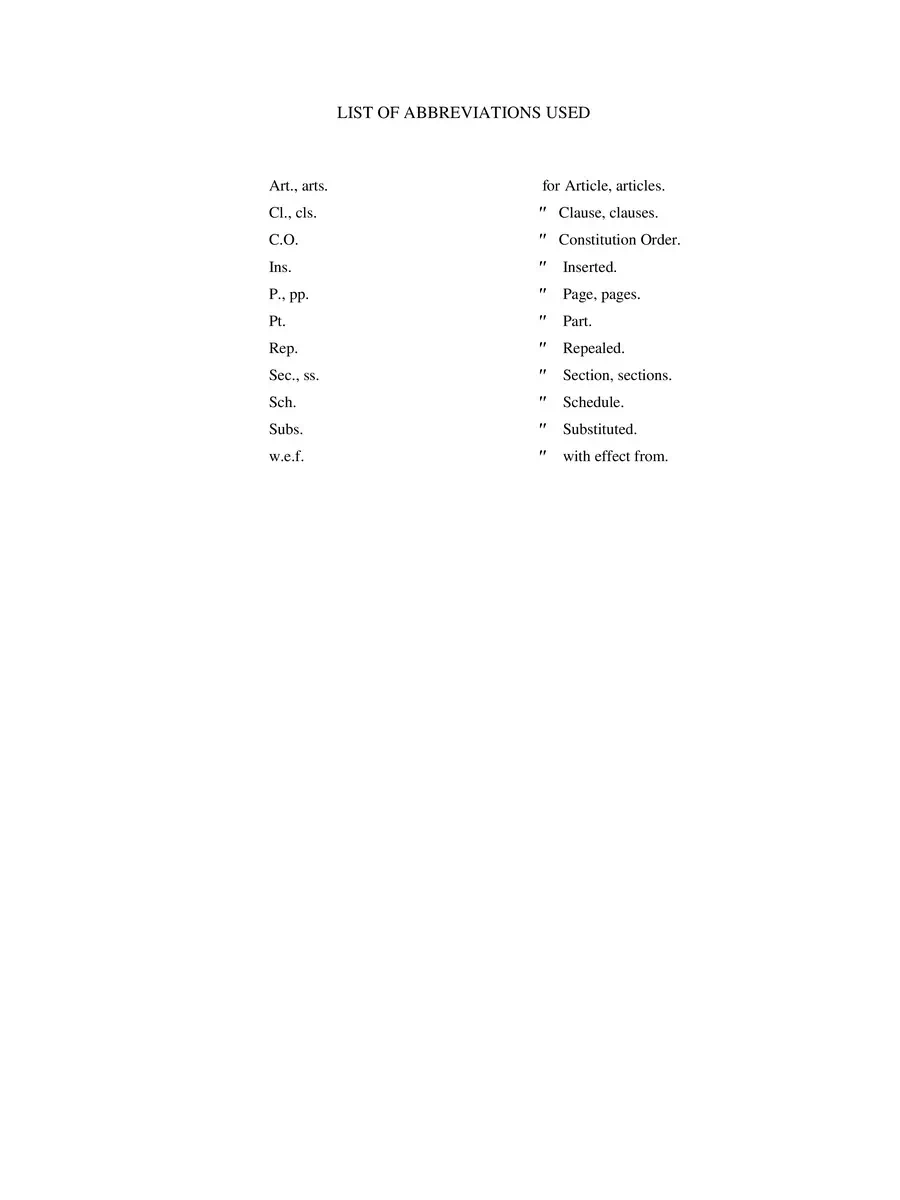 2nd Page of List of Articles of Indian Constitution PDF