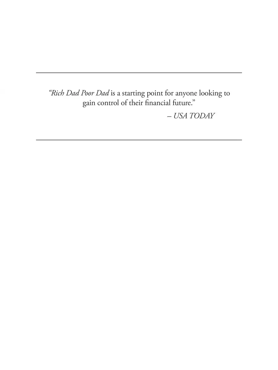 2nd Page of Rich Dad Poor Dad Book PDF