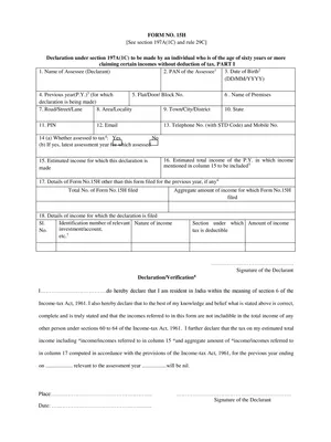 Form 15H For PF Withdrawal