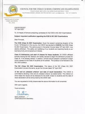 ICSE Board Exam 2021 Notice
