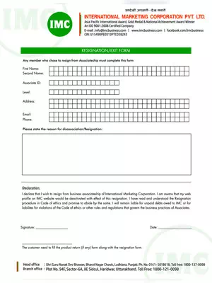IMC Resignation Form