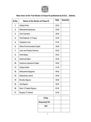 Odisha Class 10 Book Price List