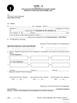 SBI Account Transfer Form