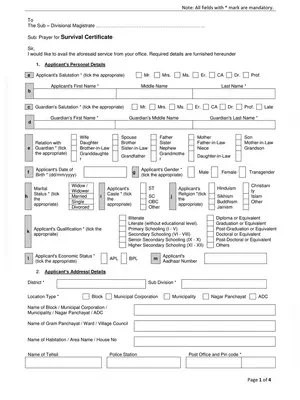 Survival Certificate Form Tripura