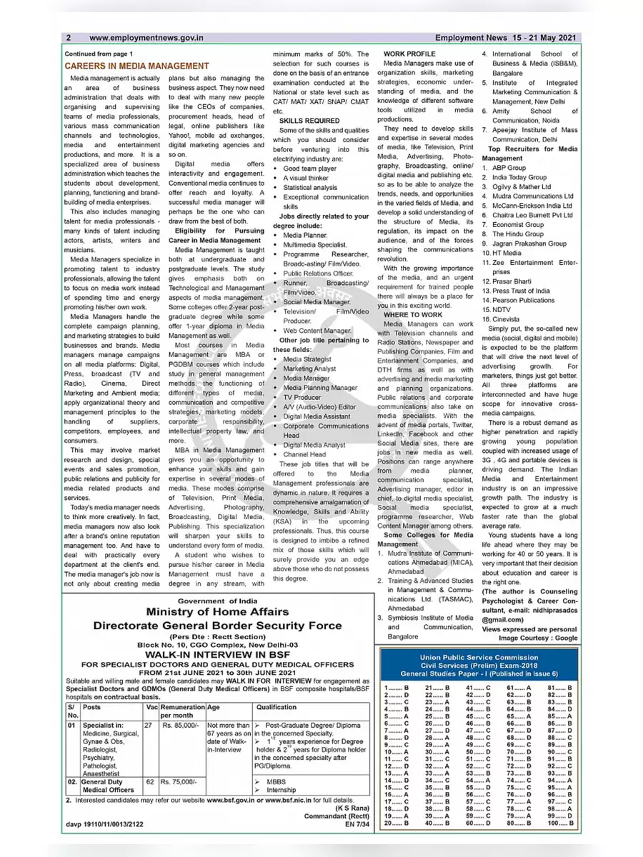 2nd Page of Employment Newspaper Third Week of May 2021 PDF