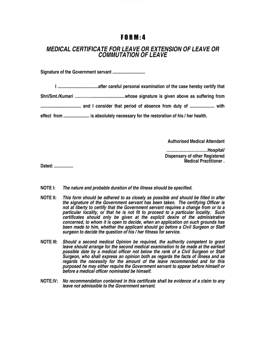 2nd Page of Medical Certifcate Form 3 and 4 PDF