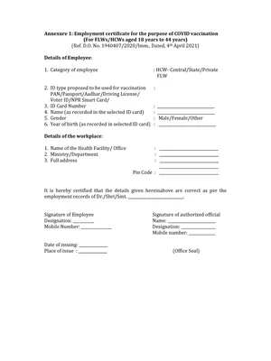 Frontline Workers Vaccine Form PDF