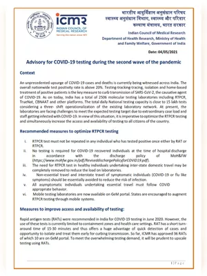 ICMR Covid-19 Testing Advisory & Guidelines