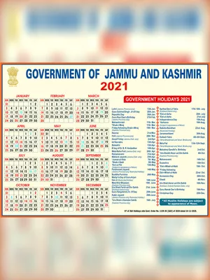 List of Holiday 2021 in Jammu and Kashmir PDF
