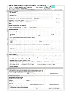SBI KYC Form for Individual PDF