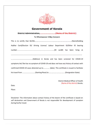Self Declaration Form Covid-19 Kerala